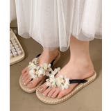 ブラック | レディース サマーサンダル 花モチーフ | SUNSHINE CLOSET