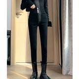 ブラック | ハイウエスト デニムパンツ 美脚 脚長 | Miniministore