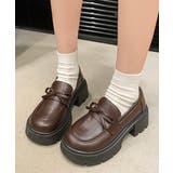 ブラウン | ローファー レディース レザー調 リボン | SUNSHINE CLOSET