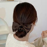 ブラウン | 蝶結びヘアゴム シュシュ サテン 3色 | Miniministore