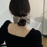 グレージュ | 蝶結びヘアゴム シュシュ サテン 3色 | Miniministore