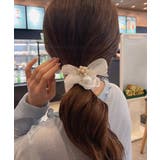 アイボリー | シュシュ リボン パール ヘアゴム韓国風 | Miniministore
