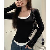 長袖Ｔシャツ フェイクレイヤード 着やせ | Miniministore | 詳細画像1 