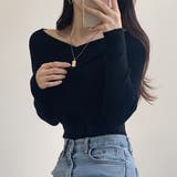ニットトップス Vネック 肌見せ 韓国風 | Miniministore | 詳細画像5 