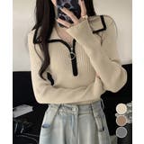 ニットトップス ファスナー付き 無地 | Miniministore | 詳細画像1