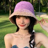 麦わら帽子 配色ストローハット 小顔韓国 | Miniministore | 詳細画像5