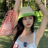 麦わら帽子 配色ストローハット 小顔韓国 | Miniministore | 詳細画像7