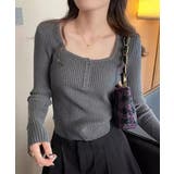 ニットトップス スクエアネック 無地 | Miniministore | 詳細画像15 