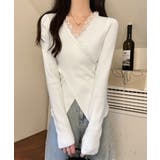 レースリブニット レディース Vネック | Miniministore | 詳細画像9 