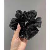 チュールシュシュ パール付きヘアゴム 黒 | Miniministore | 詳細画像7 