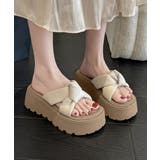 ドット柄 クロスリボン 厚底サンダル美脚 | Miniministore | 詳細画像13 