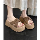 ドット柄 クロスリボン 厚底サンダル美脚 | Miniministore | 詳細画像18 