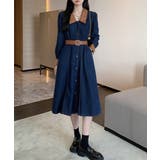 インディゴ | デニム シャツワンピース レトロ風 韓国 | Aimoon