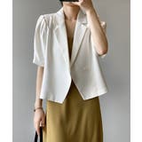 ホワイト | テーラードジャケット 半袖 レディース | Aimoon