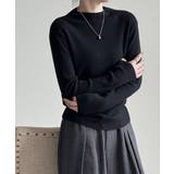 ブラック | 秋冬 ニットトップス レディースきれいめ | Aimoon