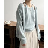 サックスブルー | ニットアンサンブル レディース2点セット | Aimoon