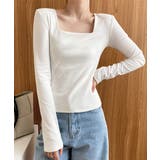 ホワイト | スクエアネック カットソー レディース | Aimoon