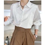 ホワイト | 韓国 サテンブラウス 光沢 レディース オフィスカジュアル | Aimoon