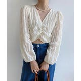 アイボリー | ブラウス Vネック レディース長袖 春夏 オフィスカジュアル | Aimoon