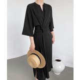 ブラック | ロングワンピース 夏 レディース 5分袖 | Aimoon