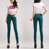 ディープグリーン | カラーデニムパンツ レディース 美脚スキニ | Miniministore