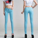 スカイブルー | カラーデニムパンツ レディース 美脚スキニ | Miniministore