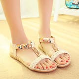 ベージュ | アンクルストラップ サンダル ぺたんこ | Miniministore