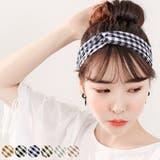ネイビー | ギンガムチェック ターバン ヘアバンド | Miniministore