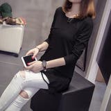 ブラック | Tシャツ 長袖 レディース 韓国風 ロンt春 | Miniministore