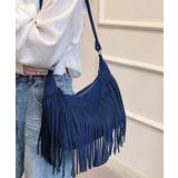 インディゴブルー | フリンジショルダーバッグスエード調バッグ | SUNSHINE CLOSET