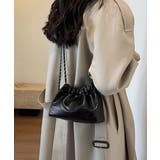 ブラック | チェーンショルダーバッグ ミニ巾着バッグ | ANGELCLOSET