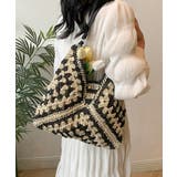 ブラック×アイボリー | かごバッグ レディースストローバッグ軽量 | SUNSHINE CLOSET