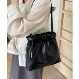 ブラック | ギャザートートバッグ フリル肩掛けバッグ | Miniministore