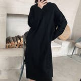 ブラック | フード付き ニットワンピース秋冬 韓国風 | Miniministore