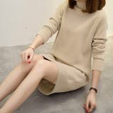 ベージュ | ニットチュニック 長袖 ニットトップス | Miniministore