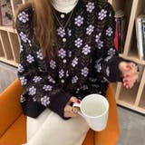 ブラック | 花柄 ジャガードカーディガンレディース | Miniministore
