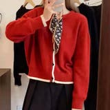 レッド | 韓国風 ニットカーディガン レディース | Miniministore