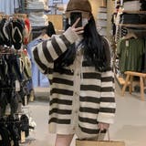 ブラウンボーダー | ボーダー柄ニットカーディガン 韓国羽織り | Miniministore