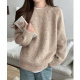 ベージュ | もちもちニットトップスきれいめセーター冬 | Miniministore