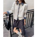 ライトグレー | デニム切り替えニットカーディガン 韓国風 | Miniministore