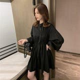 ブラック | ウエストマーク シャツワンピース レディース | Miniministore