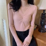 ピンク | ギャザーリブニットトップスレディース秋冬 | Miniministore