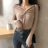 キャメル | ツイスト リブニットトップス レディース | Miniministore