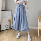 薄ブルー | ワイドパンツ シフォン ガウチョパンツ春夏 | Miniministore