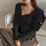 ブラック | リブ ニットトップス レディース 長袖 | Miniministore