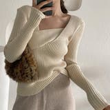 アイボリー | リブ ニットトップス レディース 長袖 | Miniministore