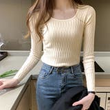 アイボリー | ニットトップス スクエアネックレディース | Miniministore