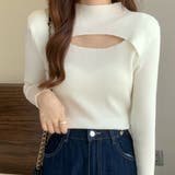 オフホワイト | リブ ニットトップス プチハイネック秋冬 | Miniministore
