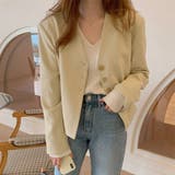 ベージュ | ノーカラージャケット Vネック 韓国風秋 | Miniministore