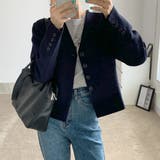 ネイビー | ノーカラージャケット Vネック 韓国風秋 | Miniministore